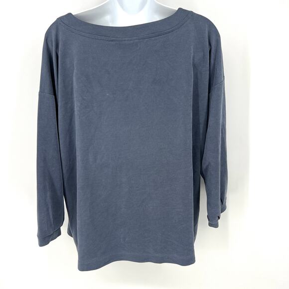 J. Jill Purejill Steel Blue Sand-Washed Tencel ¾ Sleeve Pullover Size M - Picture 2 of 8